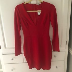 Red V Neck Cocktail Dress